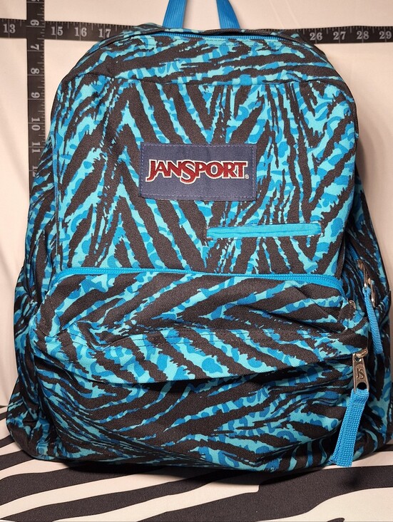 Jansport Handbags - Jansport Backpack, Zebra Stripes, Black & Blue